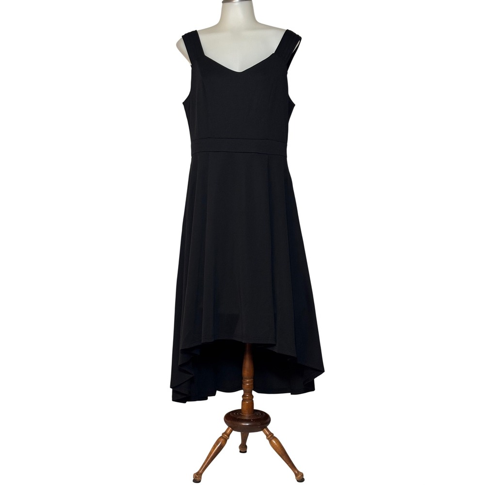 Jasambac High Low Dress Women L Black V Neck Sleeveless Formal Dress Excellent!
